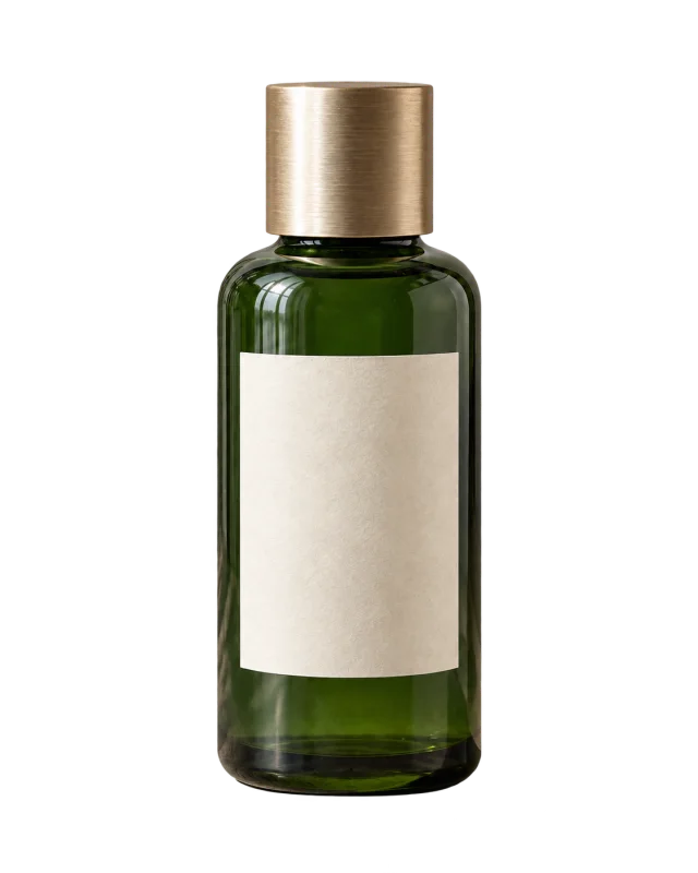 The same green glass bottle shown without its background.